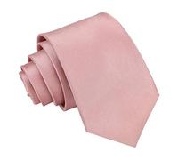 DQT Mens Plain Solid Satin Slim Tie 7cm - Wedding Business & Formal Necktie - Dusty Pink