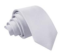 DQT Mens Plain Solid Satin Slim Tie 7cm - Wedding Business & Formal Necktie - Silver