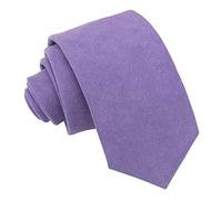 DQT Mens Plain Suede Slim 7cm Tie - Wedding Business & Formal Necktie - Dusty Lavender Purple