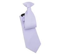 DQT Mens Plain Twill Clip-On Tie - Pre-Tied Necktie - Wedding, Business & Formal - Pastel Lilac