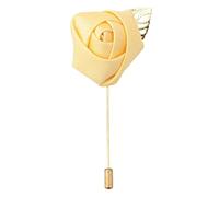 DQT Mens Plain Twill Floral Lapel Pin Boutonniere for Wedding Suit - Daffodil Yellow