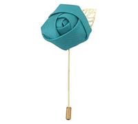 DQT Mens Plain Twill Floral Lapel Pin Boutonniere for Wedding Suit - Emerald Sea Green