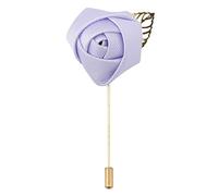 DQT Mens Plain Twill Floral Lapel Pin Boutonniere for Wedding Suit - Pastel Lilac