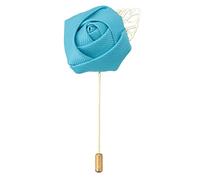 DQT Mens Plain Twill Floral Lapel Pin Boutonniere for Wedding Suit - Robin's Egg Blue