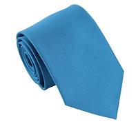 DQT Men's Plain Twill Wedding Formal & Business 8cm Classic Tie - Azure Blue