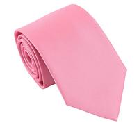 DQT Men's Plain Twill Wedding Formal & Business 8cm Classic Tie - Watermelon Pink