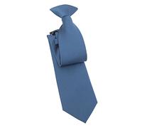 DQT Men's Plain Twill Wedding Formal Clip On Tie - Blue Nights