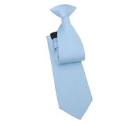 DQT Men's Plain Twill Wedding Formal Clip On Tie - Ice Blue
