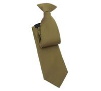 DQT Men's Plain Twill Wedding Formal Clip On Tie - Olive Green