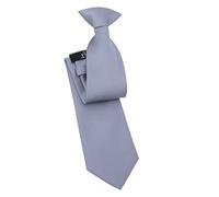 DQT Men's Plain Twill Wedding Formal Clip On Tie - Ultimate Grey