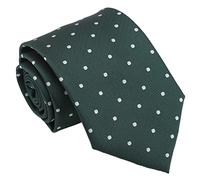 DQT Mens Polka Dot Patterned Business Formal Casual 8cm Classic Tie - Hunter Green