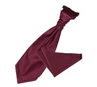 DQT Mens Solid Check Pre-Tied Scrunchie Cravat & Pocket Square Set (2pc) - Wedding, Business & Formal - Burgundy