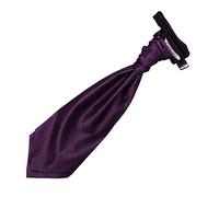 DQT Mens Solid Check Pre-Tied Scrunchie Cravat - Wedding Formal Ruche Ascot Cravat - Cadbury Purple