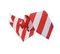 DQT Mens Striped Classic Tie & Pocket Square Set (2pc) - Wedding, Business & Formal - Red and White