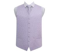 DQT Mens Swirl Waistcoat Tie Pocket Square & Cufflinks Set (4pc) - Wedding, Business & Formal - Lilac 44" (2XL)