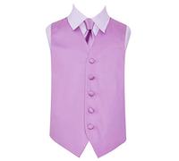 DQT New Plain Satin Lilac Boy's Waistcoat and Tie Set - 5-6 years: 26"