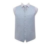 DQT New Swirl Men's Baby Blue Waistcoat and Tie Set - 46"