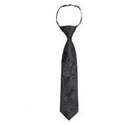 DQT Paisley Bohemian Floral Wedding Page Boy Elastic Pre-Tied Neck Tie for Boys - Black & Charcoal