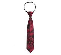 DQT Paisley Bohemian Floral Wedding Page Boy Elastic Pre-Tied Neck Tie for Boys - Black & Red