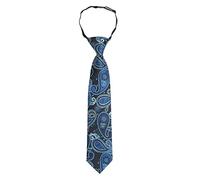 DQT Paisley Bohemian Floral Wedding Page Boy Elastic Pre-Tied Neck Tie for Boys - Blue & Black