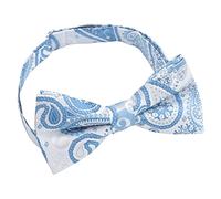DQT Paisley Bohemian Floral Wedding Pre-Tied Bow Tie for Men - White & Blue