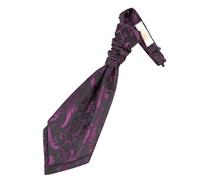 DQT Passion Floral Boy's Wedding Pre-Tied Cravat - Black and Purple