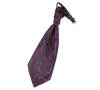 DQT Passion Floral Men's Wedding Pre-Tied Cravat - Black and Purple