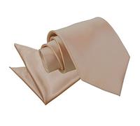 DQT Plain Glossy Satin Polyester Wedding Classic Neck Tie and Pocket Square Set for Men in Mocha Brown