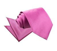 DQT Plain Glossy Satin Polyester Wedding Classic Neck Tie and Pocket Square Set for Men in Mulberry
