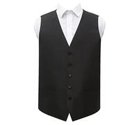 DQT Plain Men’s Shantung Wedding Waistcoat - Formal Occasion Suit Vest - Black 46" (3XL)