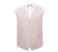 DQT Plain Men’s Shantung Wedding Waistcoat - Formal Occasion Suit Vest - Blush Pink 44" (XXL)