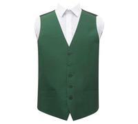 DQT Plain Men’s Shantung Wedding Waistcoat - Formal Occasion Suit Vest - Emerald Green 42" (XL)
