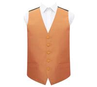 DQT Plain Men’s Shantung Wedding Waistcoat - Formal Occasion Suit Vest - Turmeric Yellow 50" (5XL)
