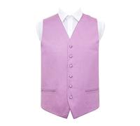 DQT Plain Satin Classic Glossy Wedding Waistcoat Vest Suit for Men in Lilac 36"