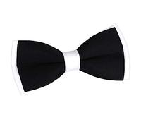 DQT Plain Satin Men’s Pre-Tied Two-Tone Bow Tie - Adjustable Formal Tuxedo Bow Tie - Black & White