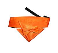 DQT Plain Satin Men's Formal Casual Wedding Pre-Tied Bow Tie Pocket Square & Classic Cummerbund - Burnt Orange