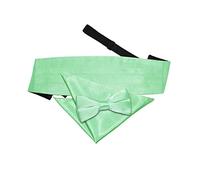 DQT Plain Satin Men's Formal Casual Wedding Pre-Tied Bow Tie Pocket Square & Classic Cummerbund - Mint Green