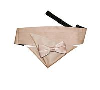 DQT Plain Satin Men's Formal Casual Wedding Pre-Tied Bow Tie Pocket Square & Classic Cummerbund - Mocha Brown