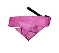 DQT Plain Satin Men's Formal Casual Wedding Pre-Tied Bow Tie Pocket Square & Classic Cummerbund - Mulberry
