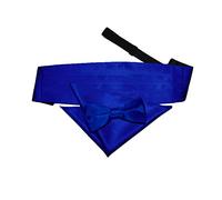 DQT Plain Satin Men's Formal Casual Wedding Pre-Tied Bow Tie Pocket Square & Classic Cummerbund - Royal Blue