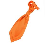 DQT Plain Satin Wedding Pre-Tied Scrunchie Cravat Tie for Boys - Burnt Orange