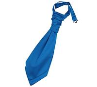 DQT Plain Satin Wedding Pre-Tied Scrunchie Cravat Tie for Boys - Electric Blue