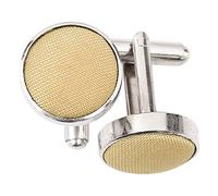 DQT Plain Shantung Fabric Inlay Wedding Cufflinks for Men in Gold