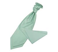 DQT Plain Shantung Wedding Scrunchie Pre-Tied Cravat & Pocket Square for Men in Dusty Green