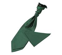 DQT Plain Shantung Wedding Scrunchie Pre-Tied Cravat & Pocket Square for Men in Emerald Green