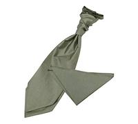 DQT Plain Shantung Wedding Scrunchie Pre-Tied Cravat & Pocket Square for Men in Sage Green