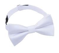 DQT Plain Twill Wedding Thistle Pre-Tied Bow Tie for Men - White