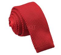 DQT Premium Knitted Polyester Plain Solid Crimson Red Men's Fashion Casual Business Skinny Narrow 5cm Tie Necktie