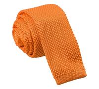 DQT Premium Knitted Polyester Plain Solid Tangerine Men's Fashion Casual Business Skinny Narrow 5cm Tie Necktie