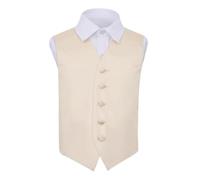 DQT Premium Plain Satin Glossy Finish Solid Champagne Kids Children Boy's Formal Wedding Tuxedo Waistcoat Vest 32"